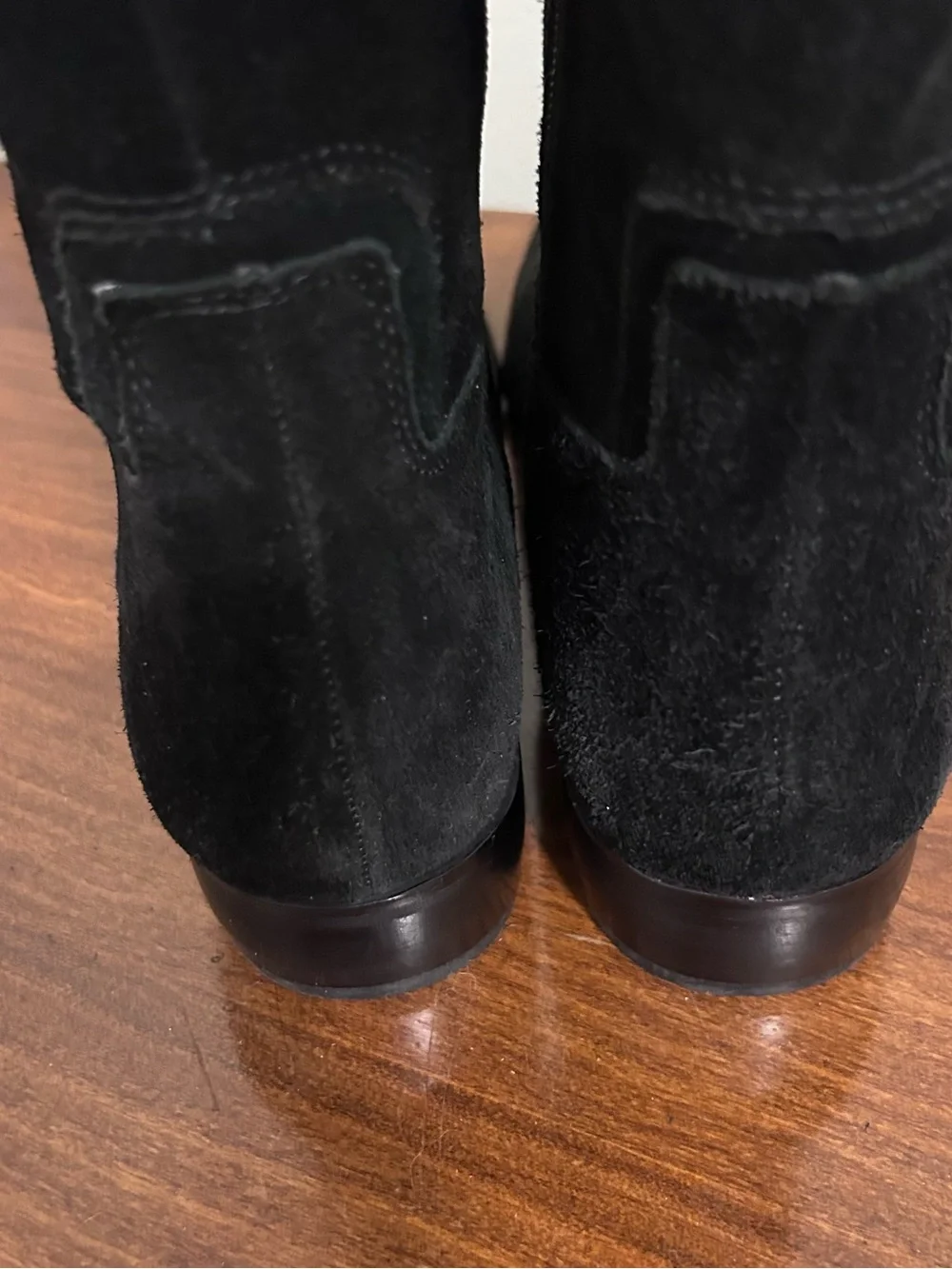 Corso Como Black Suede Tall Leather Riding Zip Flat Boots Women’s Size 8